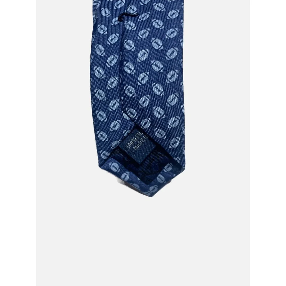 Vineyard Vines Silk Tie Kids OS Blue Football Pattern Sporty Preppy Accessory